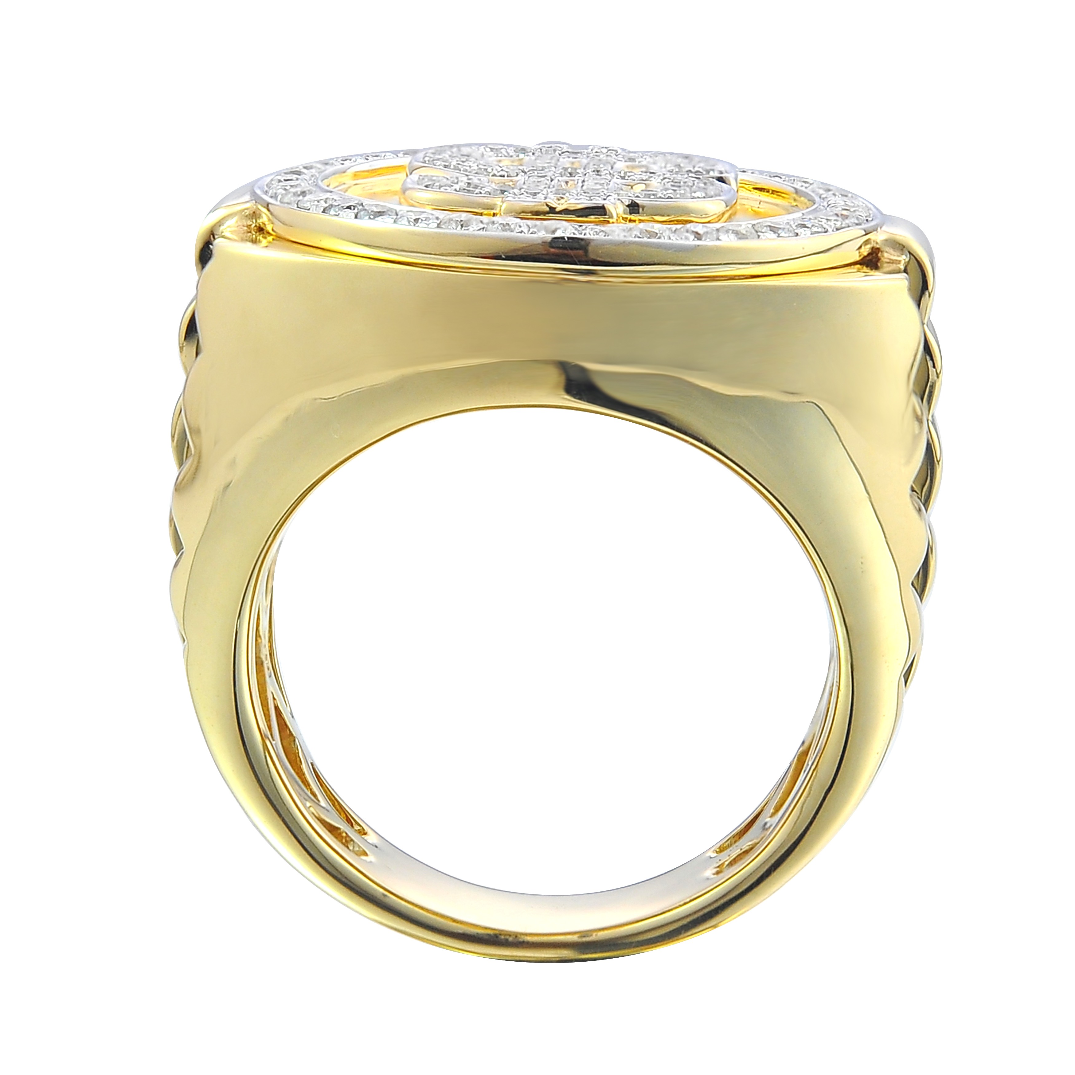 Diamond Dollar Sign Men's Ring  0.82 ct. 10K Yellow Gold